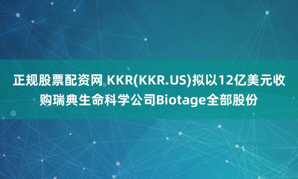 正规股票配资网 KKR(KKR.US)拟以12亿美元收购瑞典生命科学公司Biotage全部股份